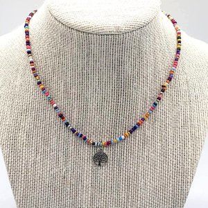 Colorful Seed Glass Bead Necklace Choker Tree Of Life